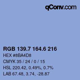 カラーコード: RGB 139.7 164.6 216 | qconv.com