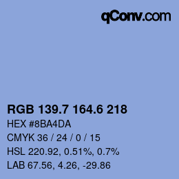 カラーコード: RGB 139.7 164.6 218 | qconv.com