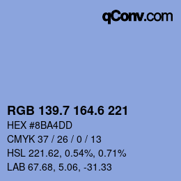 カラーコード: RGB 139.7 164.6 221 | qconv.com