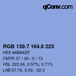 カラーコード: RGB 139.7 164.6 223 | qconv.com