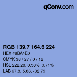 カラーコード: RGB 139.7 164.6 224 | qconv.com