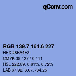 カラーコード: RGB 139.7 164.6 227 | qconv.com