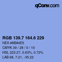 カラーコード: RGB 139.7 164.6 229 | qconv.com