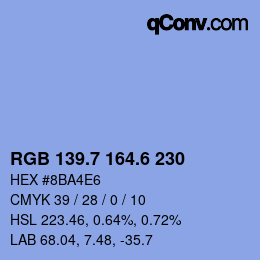 カラーコード: RGB 139.7 164.6 230 | qconv.com
