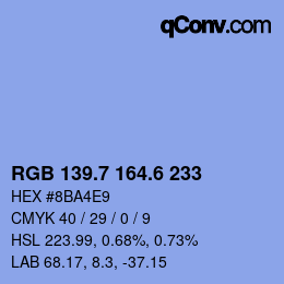 カラーコード: RGB 139.7 164.6 233 | qconv.com