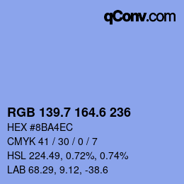 カラーコード: RGB 139.7 164.6 236 | qconv.com