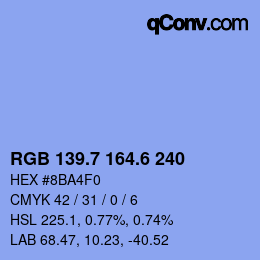 カラーコード: RGB 139.7 164.6 240 | qconv.com