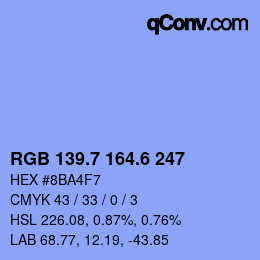 カラーコード: RGB 139.7 164.6 247 | qconv.com