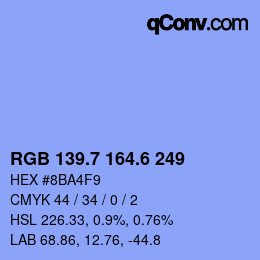 カラーコード: RGB 139.7 164.6 249 | qconv.com