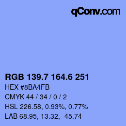 カラーコード: RGB 139.7 164.6 251 | qconv.com