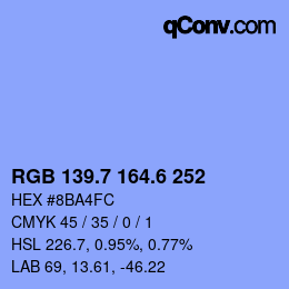 カラーコード: RGB 139.7 164.6 252 | qconv.com