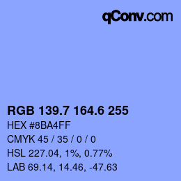 カラーコード: RGB 139.7 164.6 255 | qconv.com