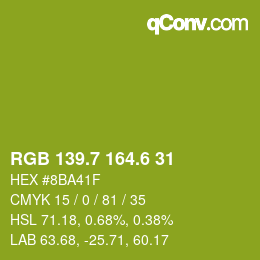 カラーコード: RGB 139.7 164.6 31 | qconv.com