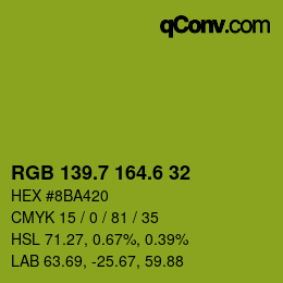 カラーコード: RGB 139.7 164.6 32 | qconv.com