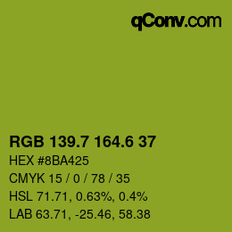 カラーコード: RGB 139.7 164.6 37 | qconv.com