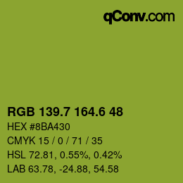 カラーコード: RGB 139.7 164.6 48 | qconv.com