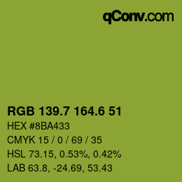 カラーコード: RGB 139.7 164.6 51 | qconv.com