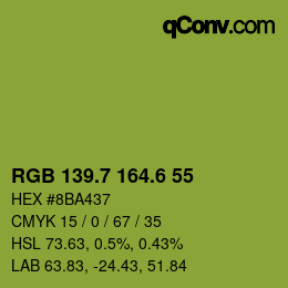 カラーコード: RGB 139.7 164.6 55 | qconv.com