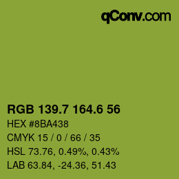 カラーコード: RGB 139.7 164.6 56 | qconv.com