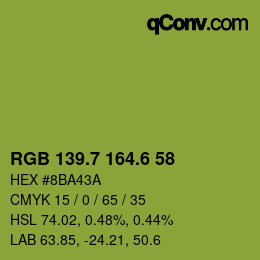 カラーコード: RGB 139.7 164.6 58 | qconv.com