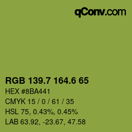 カラーコード: RGB 139.7 164.6 65 | qconv.com