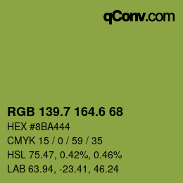 カラーコード: RGB 139.7 164.6 68 | qconv.com