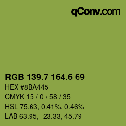 カラーコード: RGB 139.7 164.6 69 | qconv.com