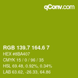 カラーコード: RGB 139.7 164.6 7 | qconv.com
