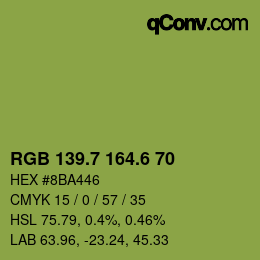 カラーコード: RGB 139.7 164.6 70 | qconv.com