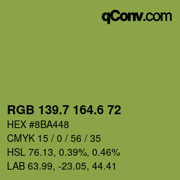 カラーコード: RGB 139.7 164.6 72 | qconv.com