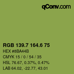 カラーコード: RGB 139.7 164.6 75 | qconv.com