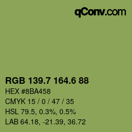 カラーコード: RGB 139.7 164.6 88 | qconv.com