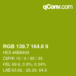 カラーコード: RGB 139.7 164.6 9 | qconv.com