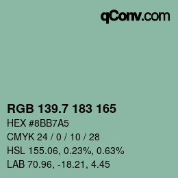 カラーコード: RGB 139.7 183 165 | qconv.com