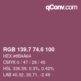 カラーコード: RGB 139.7 74.6 100 | qconv.com