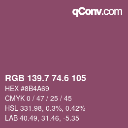 カラーコード: RGB 139.7 74.6 105 | qconv.com