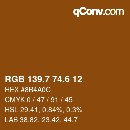 カラーコード: RGB 139.7 74.6 12 | qconv.com