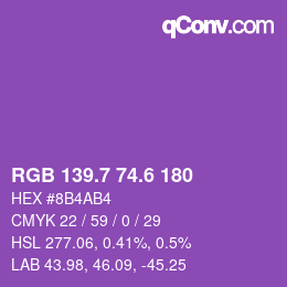 カラーコード: RGB 139.7 74.6 180 | qconv.com