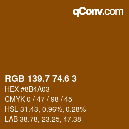 カラーコード: RGB 139.7 74.6 3 | qconv.com