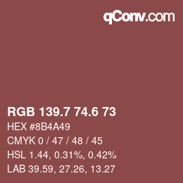 カラーコード: RGB 139.7 74.6 73 | qconv.com