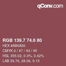 カラーコード: RGB 139.7 74.6 80 | qconv.com