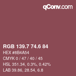 カラーコード: RGB 139.7 74.6 84 | qconv.com