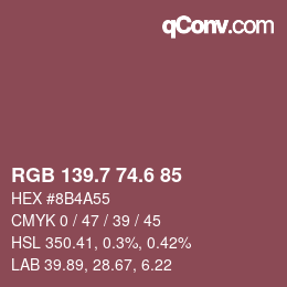 カラーコード: RGB 139.7 74.6 85 | qconv.com