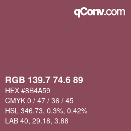 カラーコード: RGB 139.7 74.6 89 | qconv.com