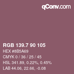 カラーコード: RGB 139.7 90 105 | qconv.com