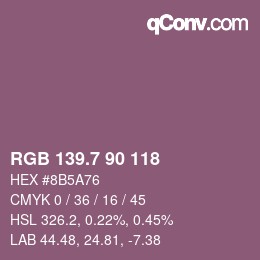 カラーコード: RGB 139.7 90 118 | qconv.com