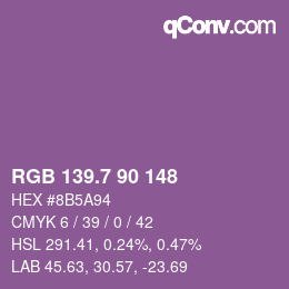 カラーコード: RGB 139.7 90 148 | qconv.com