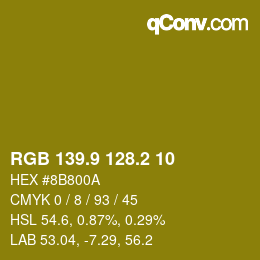 カラーコード: RGB 139.9 128.2 10 | qconv.com