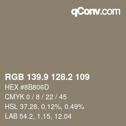 Color code: RGB 139.9 128.2 109 | qconv.com