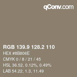 Color code: RGB 139.9 128.2 110 | qconv.com